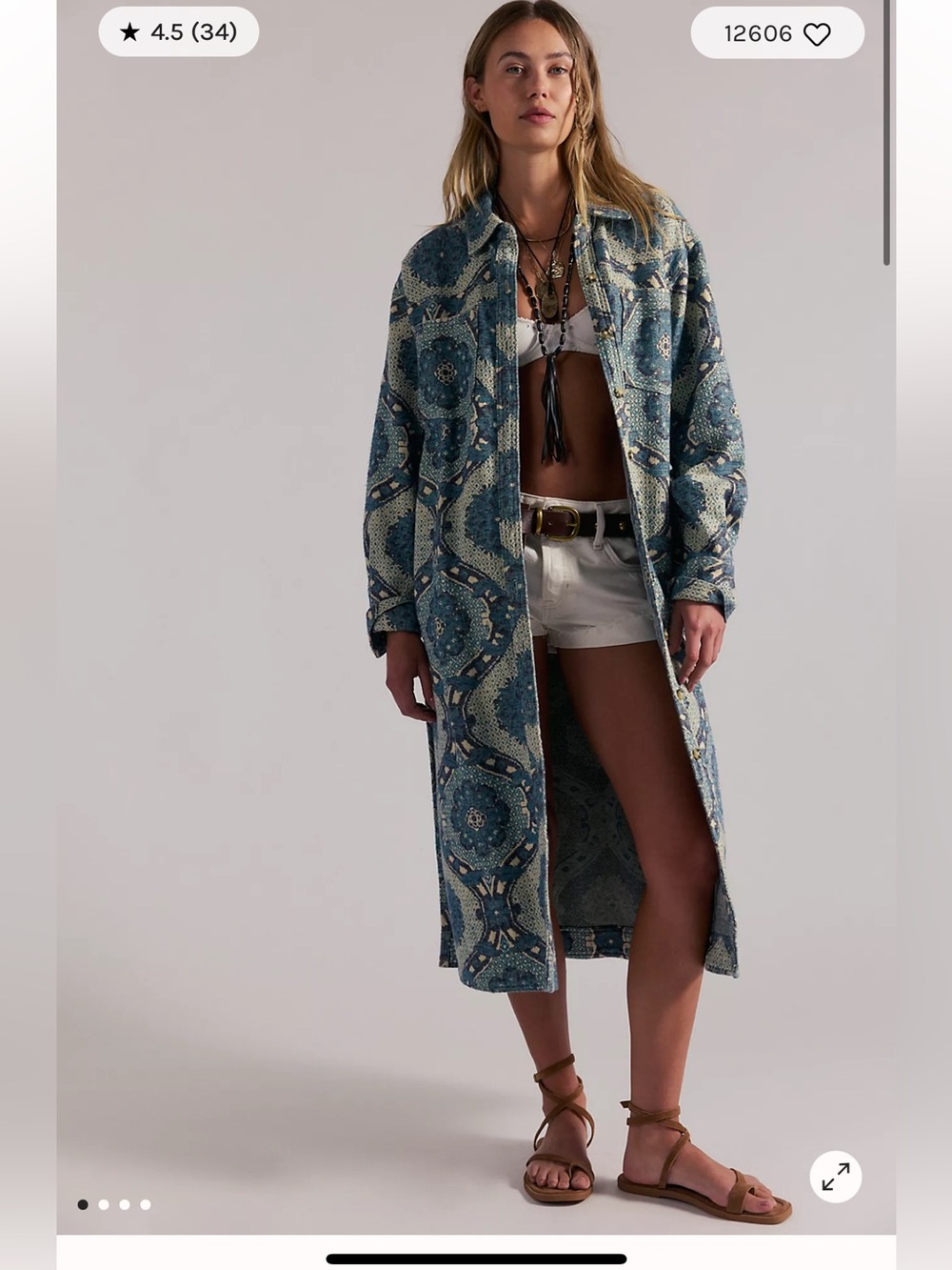 We The Free Brick Lane Jacquard Maxi Shirt Jacket